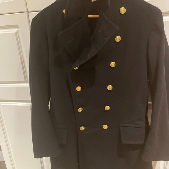 VTG WW2 Canadian RCN Navy Officers Great Coat Wool Mens Medium - Picture 2 of 13